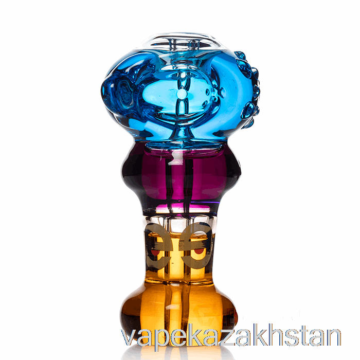 Vape Kazakhstan Cheech Glass Triple Freezable Spoon Hand Pipe Blue / Purple / Orange